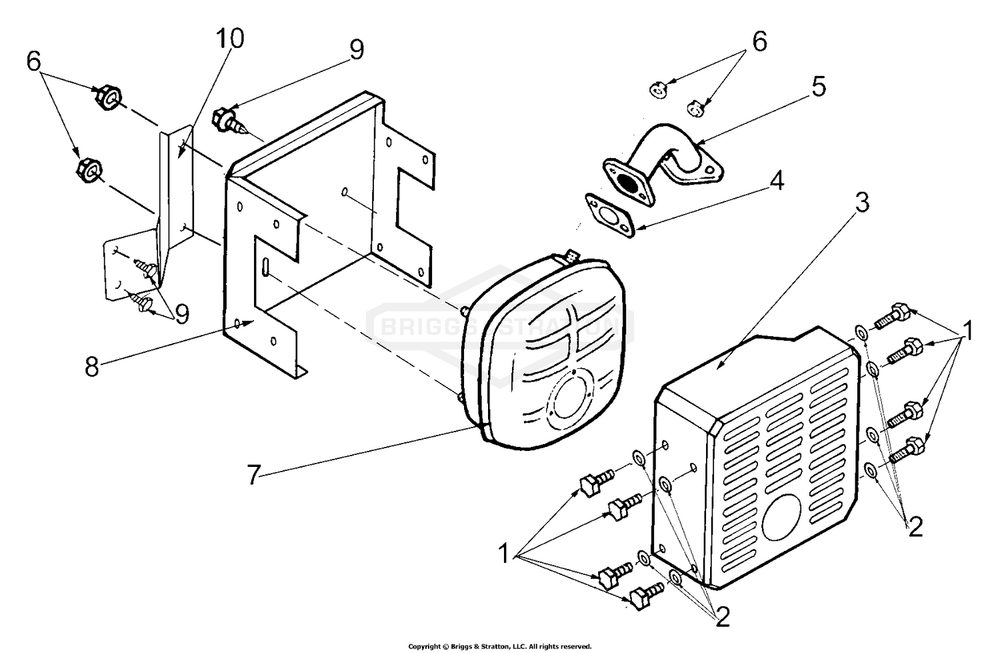 Exhaust And Fittings Diagram and Parts List for 1948-0  Briggs and Stratton Generator